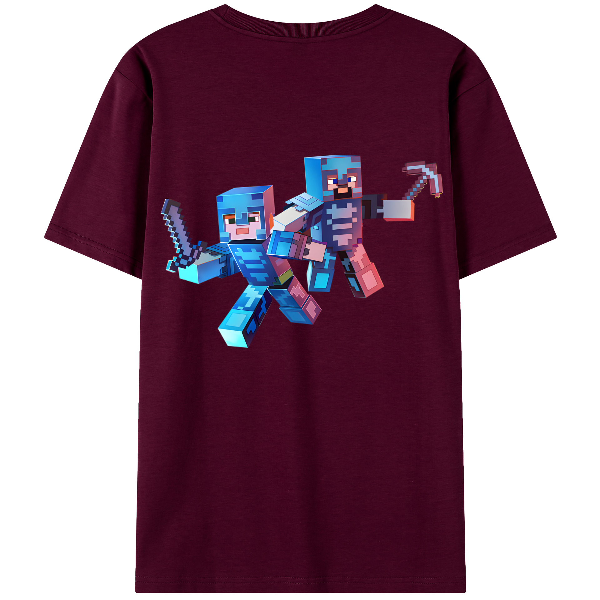 （画像用） マインクラフト ブロックの世界 Minecraft MC Block world レディース半袖Tシャツ(バックプリント)